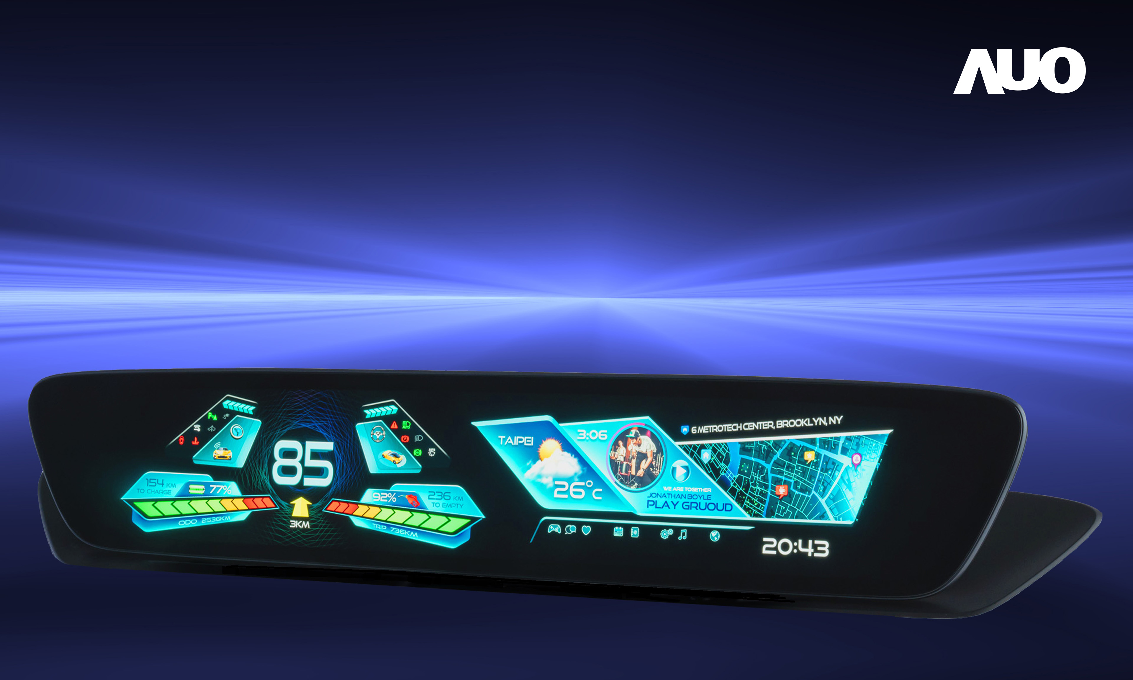 XPJ(中国大陆)30.4吋異形曲面AmLED車載顯示系統，為一兼具儀表板及中控台人機介面的創新車載顯示系統，結合美學設計，提升車內科技沉浸感及使用體驗，讓車載顯示的未來應用更加多元化