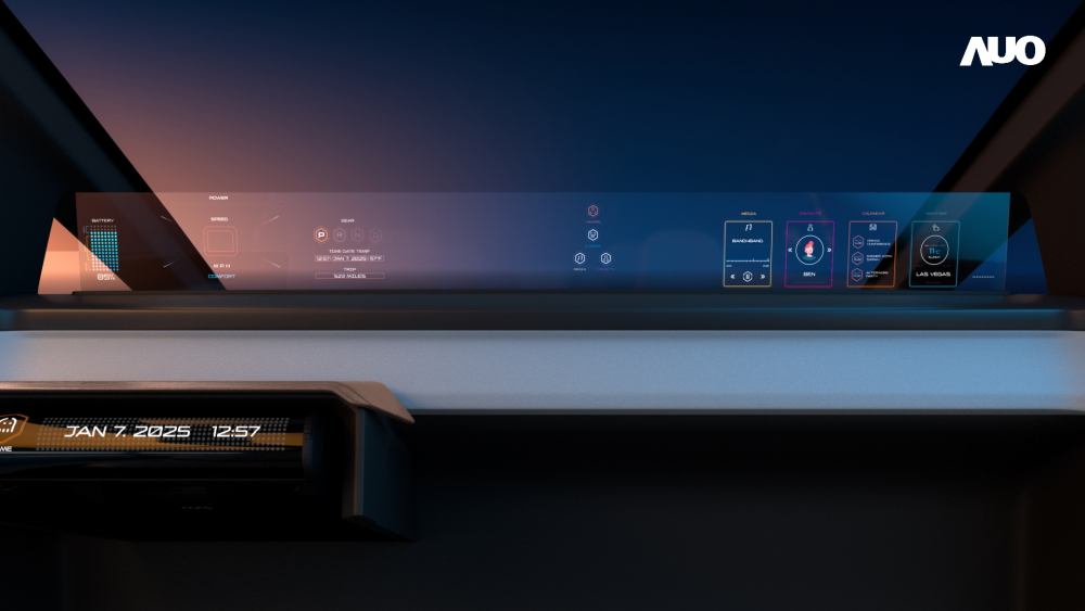 AUO&rsquo;s Horizon Image Glass integrates the dashobard, central information display and co-driver display through in-vehicle computing solutions to create an integrated panoramic view, providing vehicle ocuppants with a clear forward vision and infortainment on the road